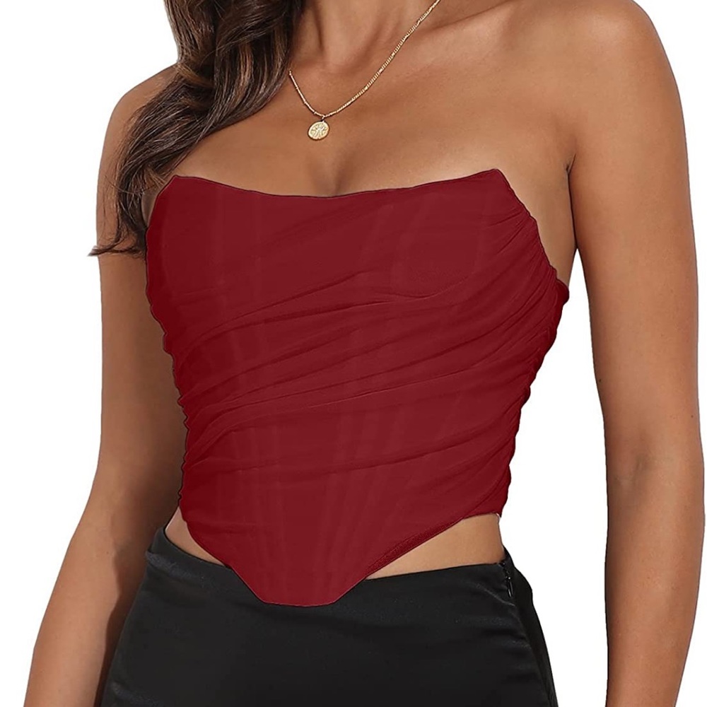 Strapless red corset top